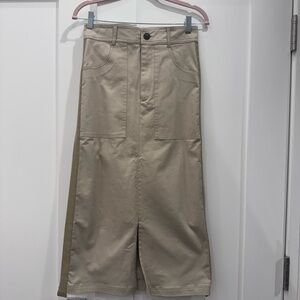 Zara Cream and Tan Skirt with Side Detail